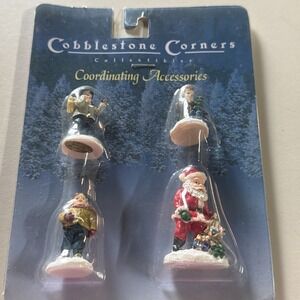 NOS Cobblestone Corners Christmas Village Coordinating Accessories Resin Figures